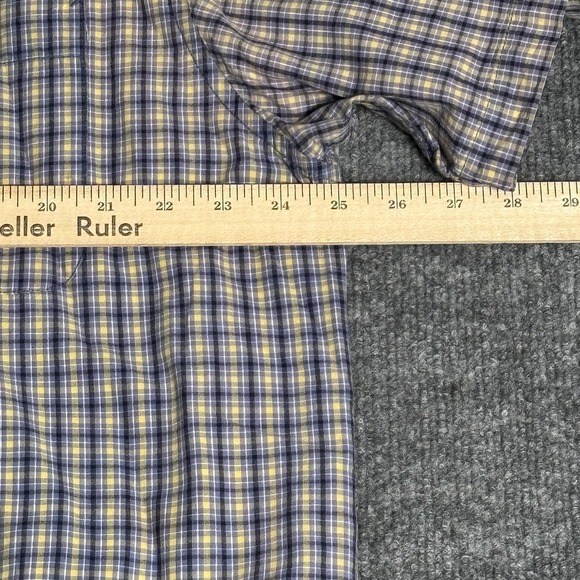 Structure Shirt Mens XL Blue Yellow Plaid Button Down Short Sleeve Cotton Casual - Picture 8 of 12